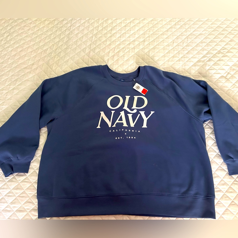 NWT Old Navy XXL Plus Crew Sweatshirt Logo Dark Blue New
